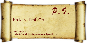 Patik Irén névjegykártya